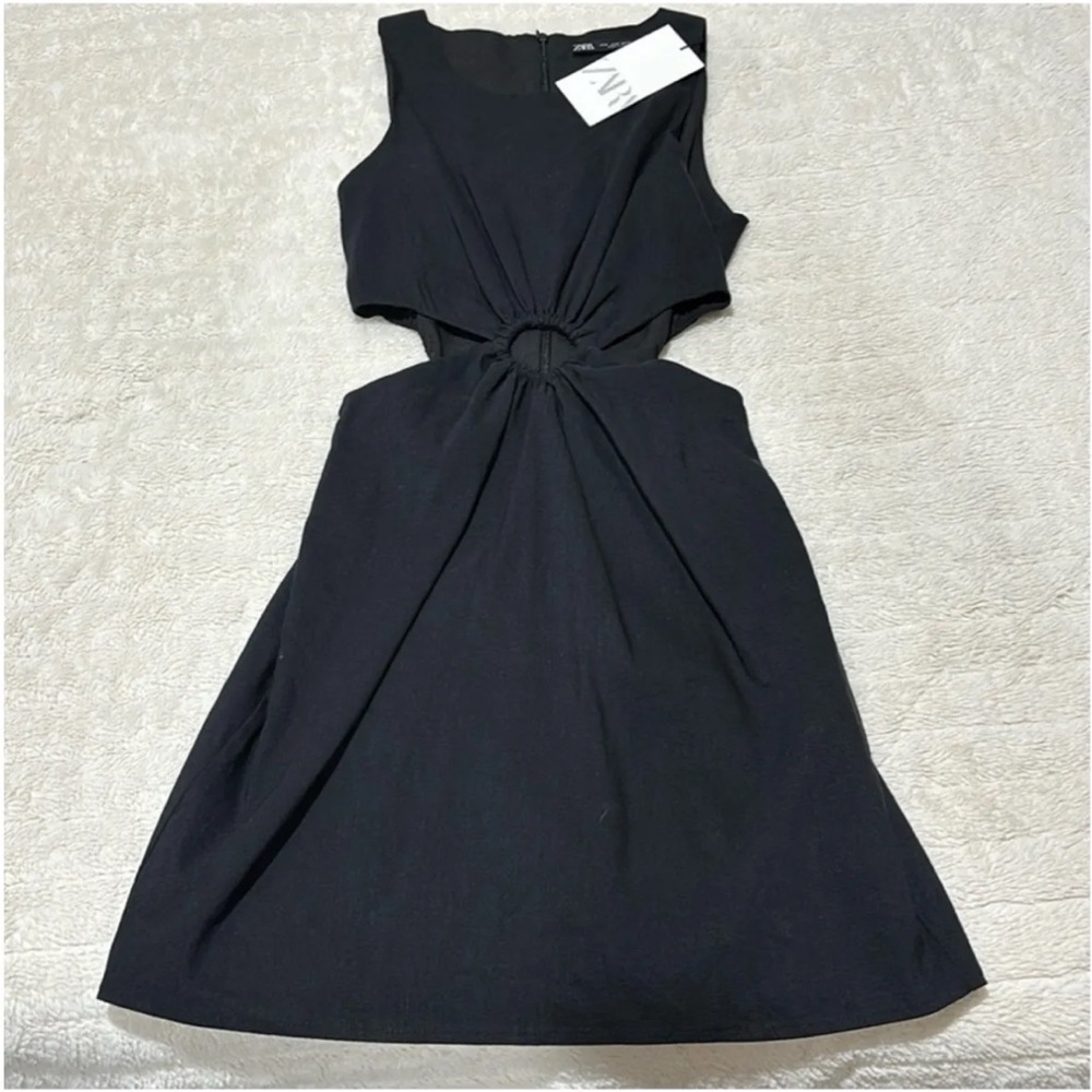 Zara Elegant Black Cut-Out Mini Dress